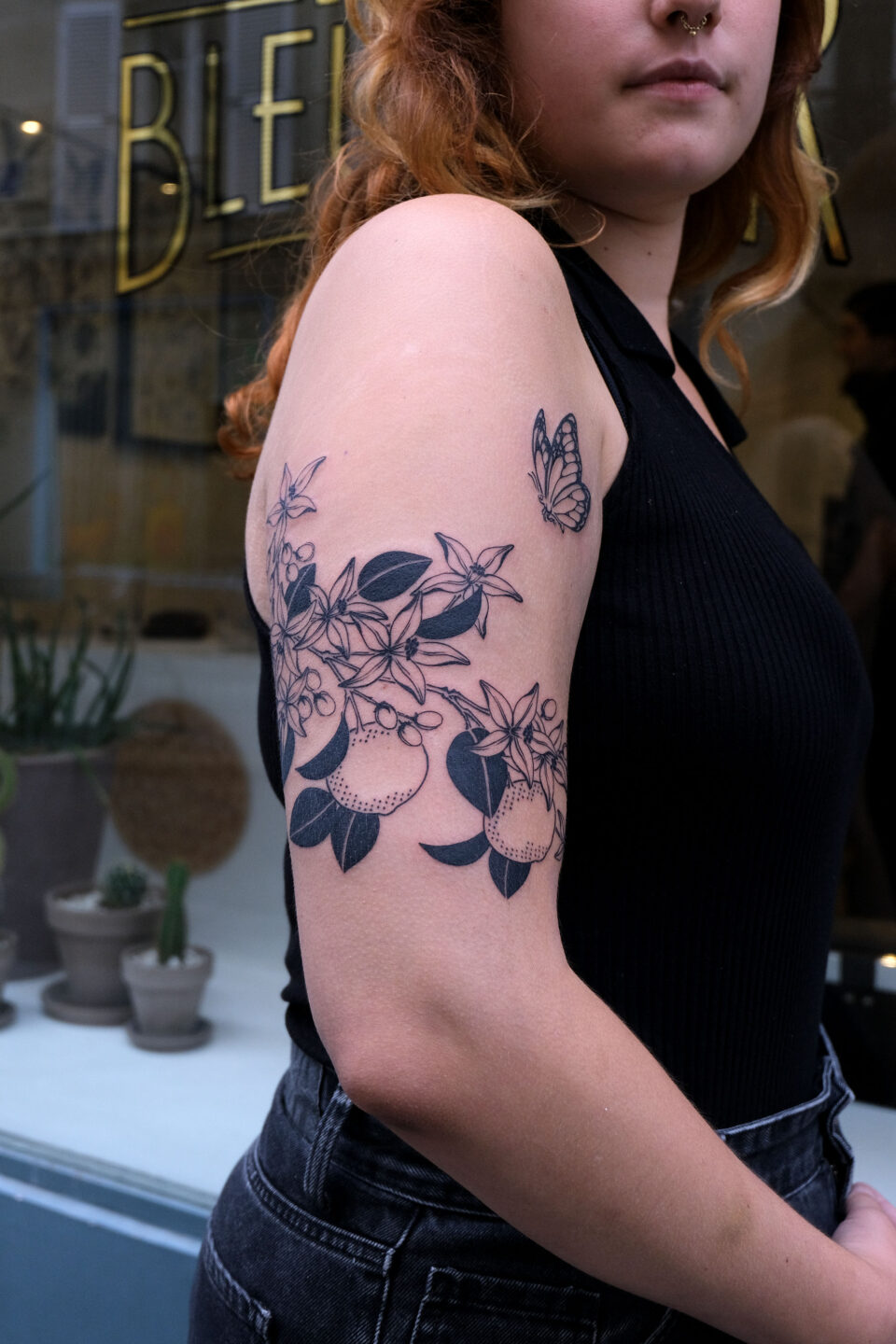Violette Poinclou matching tattoo papillon mandarine